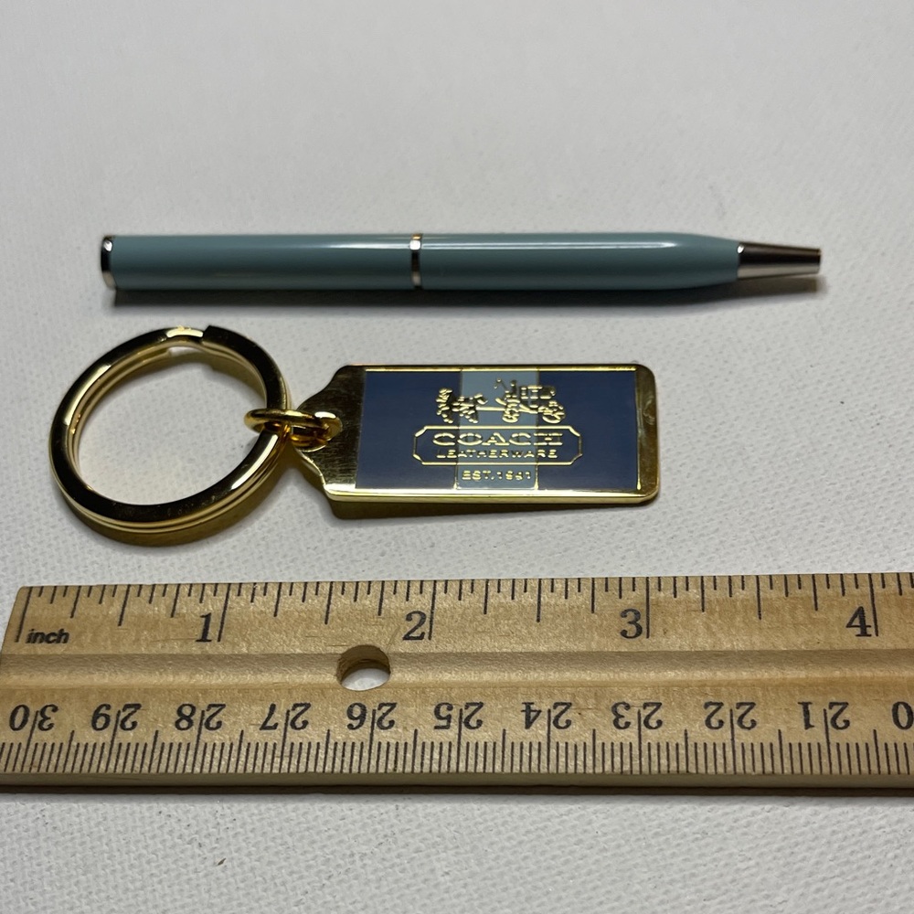 Coach Gold and Blue Leatherware Keychain and Coach Pen - Picture 3 of 4